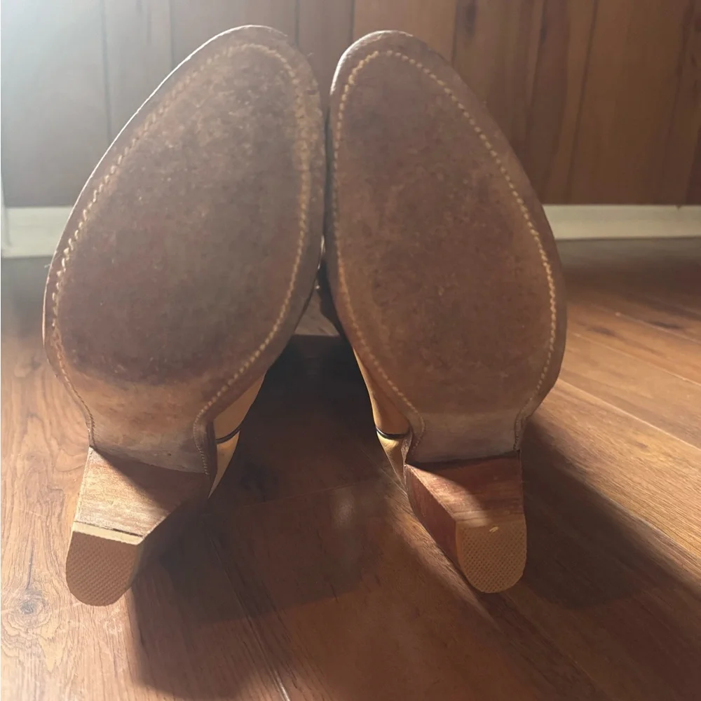 Vintage Frye Tall Western Boots Women’s 8 B Made USA Two-Tone Leather Heeled